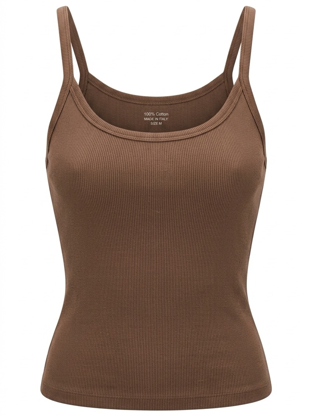 Women's Brown Ribbed Camisole Tank Top